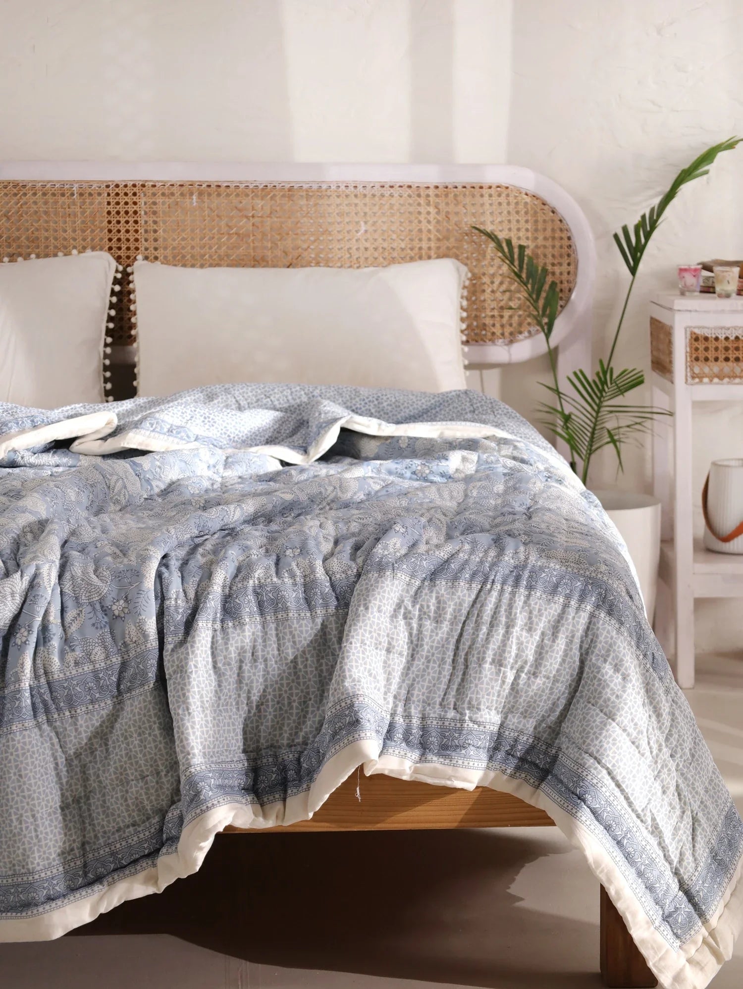 All Season Jaipuri Quilt | 100% Pure Cotton | Block Print | Double Bed - Sandhya